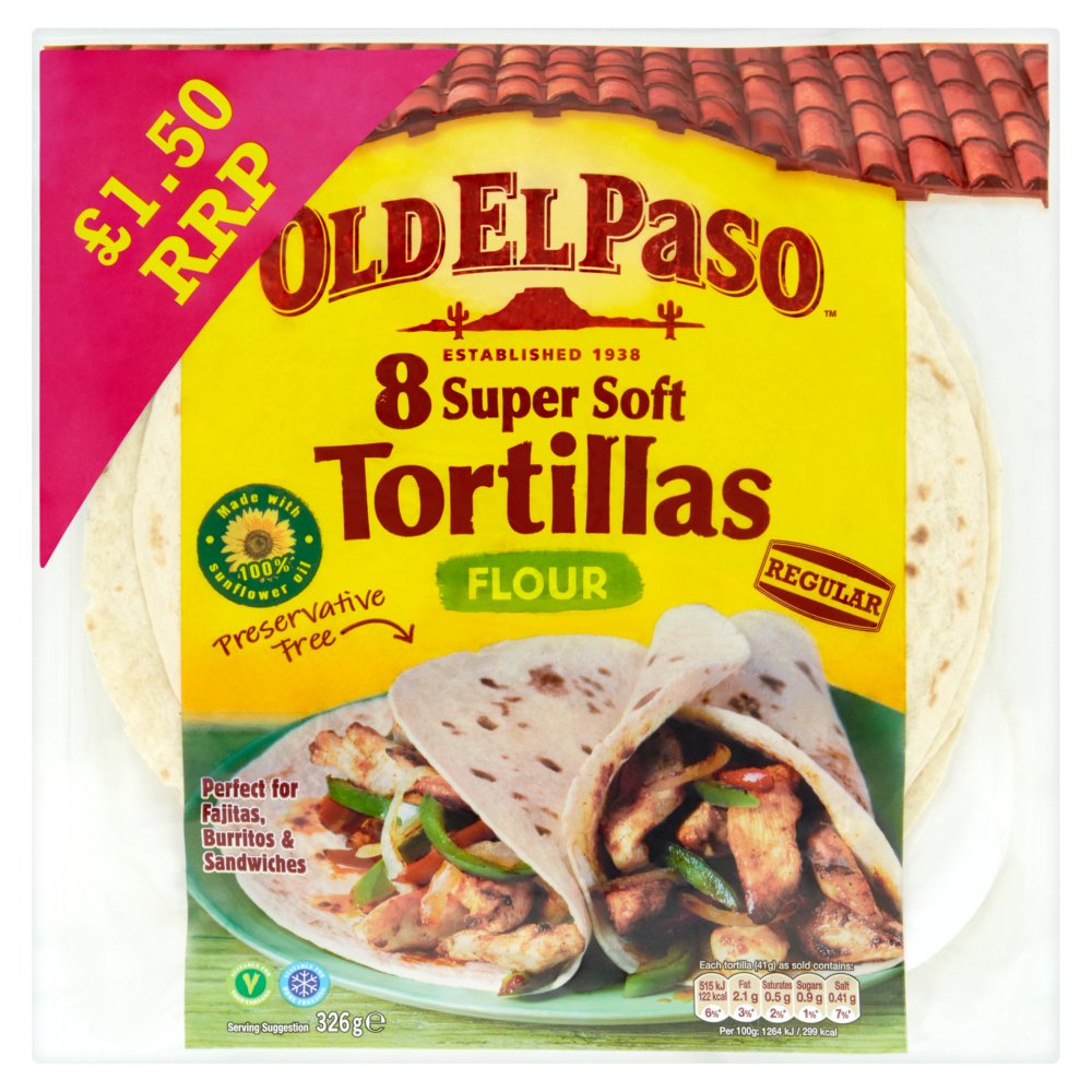 Old El Paso Regular Super Soft Flour Tortillas (8 Pack)