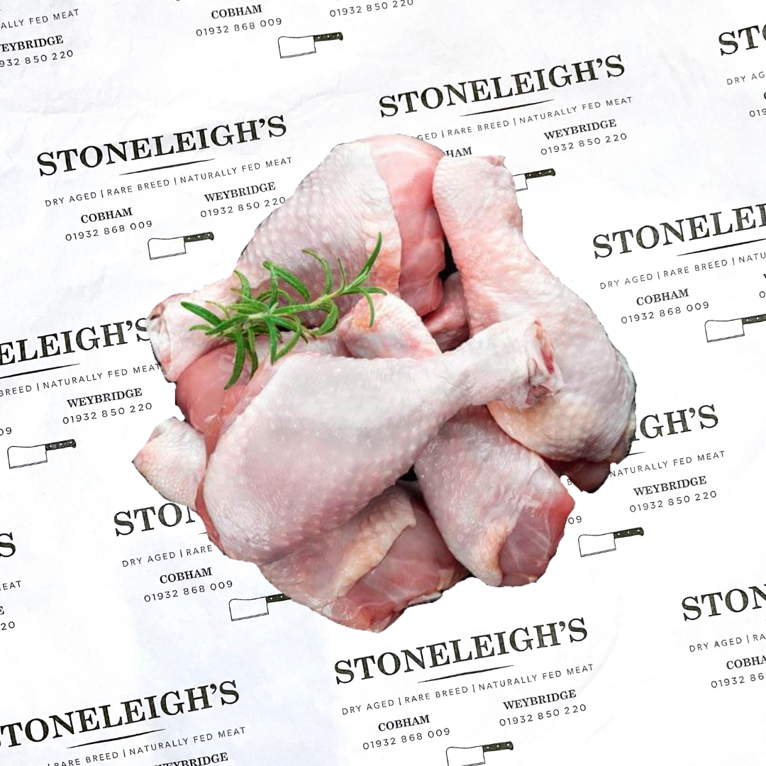 Stoneleigh's Free Range Chicken Drumsticks (Eight x 125g, skin on)