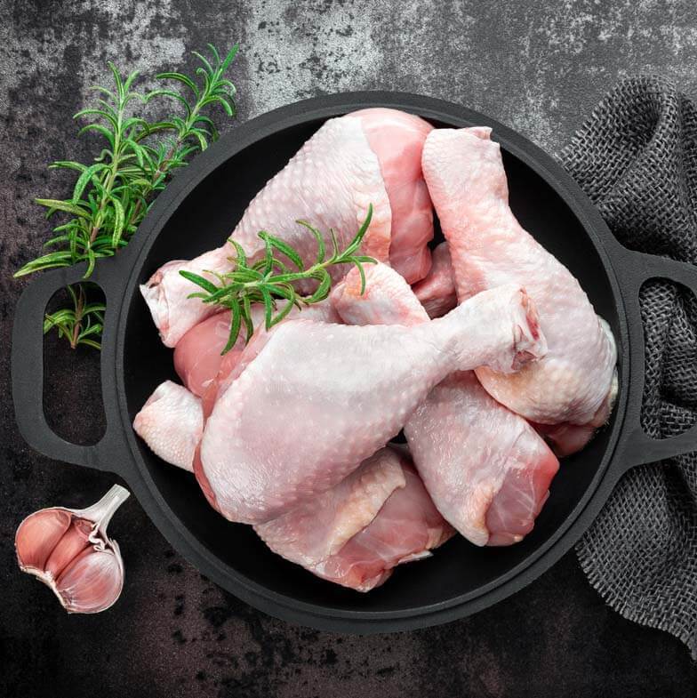 Free Range Chicken Drumsticks (Eight x 125g, skin on)